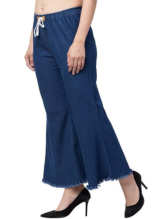 Malvina Girl's Flared Denim Palazzo Pants (Dark Blue,30)-(Pack of 02) - Image 3