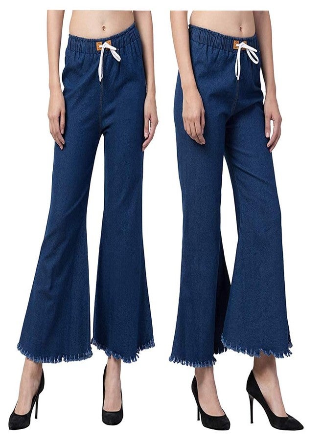 Malvina Girl's Flared Denim Palazzo Pants (Dark Blue,30)-(Pack of 02) - Image 1