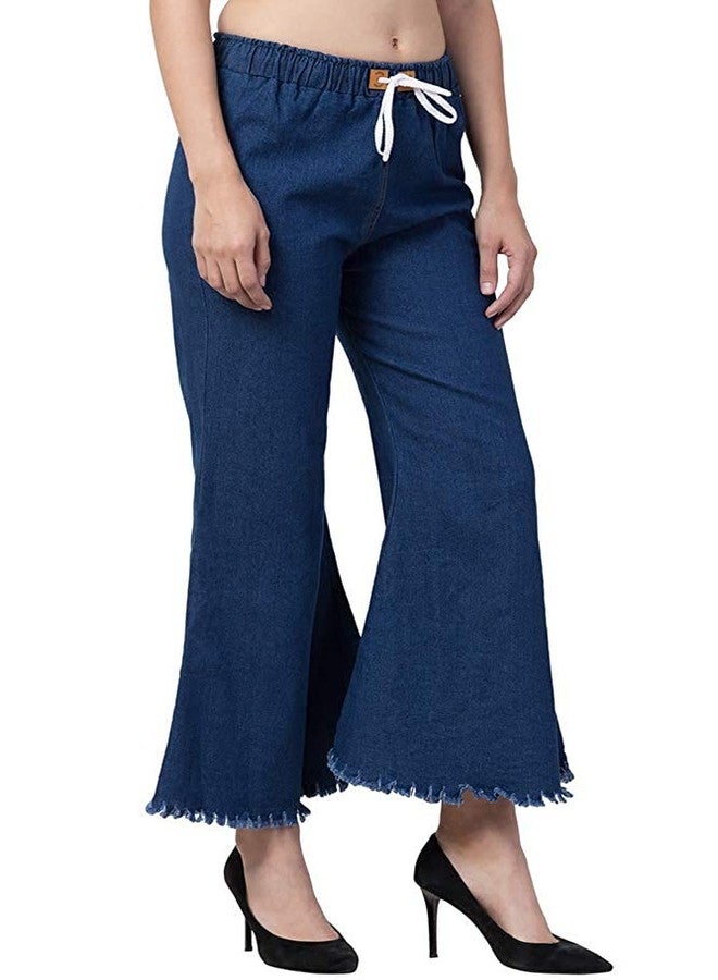 Malvina Girl's Flared Denim Palazzo Pants (Dark Blue,30)-(Pack of 02) - Image 4