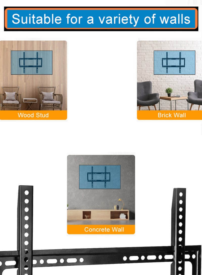TV Wall Mount 26 63 Inches Ultra Strong Fixed Bracket For Flat Curved Screen LED LCD OLED Plasma High-Quality Material Wide Compatibility Space Saver Strong Grip Quick Installation - Image 5