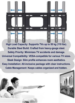 Generic TV Wall Mount 26 63 Inches Ultra Strong Fixed Bracket For Flat Curved Screen LED LCD OLED Plasma High-Quality Material Wide Compatibility Space Saver Strong Grip Quick Installation  - Image 3