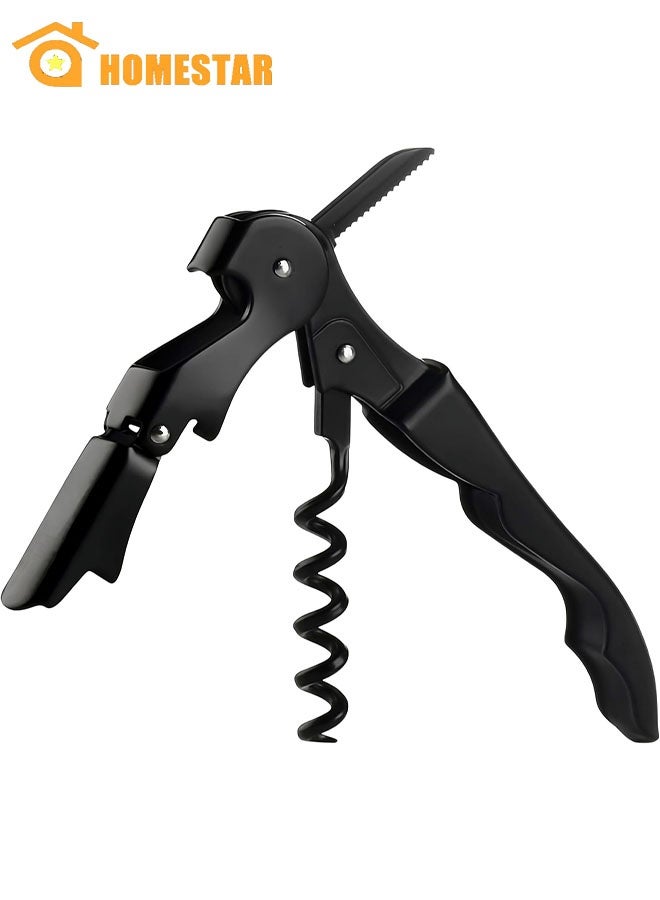 HOMESTAR Wine Bottle Opener, Easy to Use, Manual Wine Corkscrew for Professional Bartender, Home, Bar, Black - Image 1