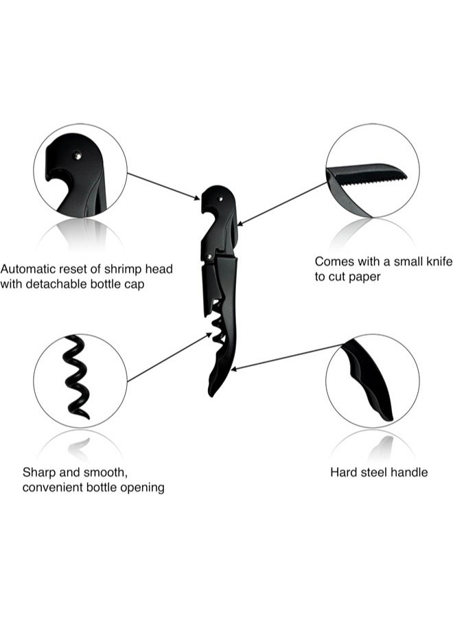 HOMESTAR Wine Bottle Opener, Easy to Use, Manual Wine Corkscrew for Professional Bartender, Home, Bar, Black - Image 4