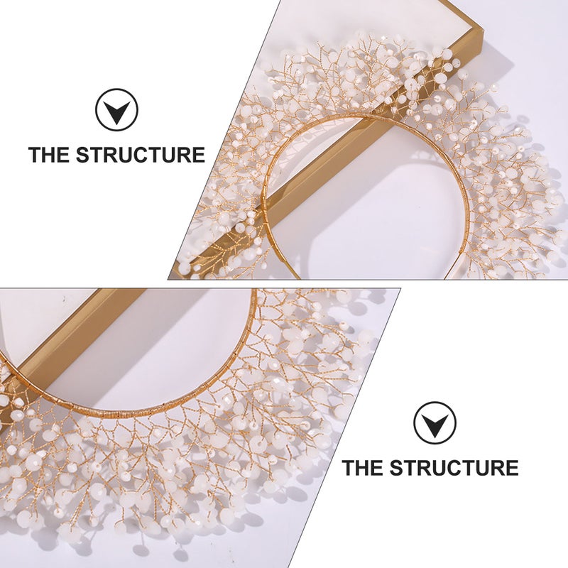 2 pcs Hand-made Twisted Beads Hairband Beautiful Wedding Party Headdress Golden - Image 3