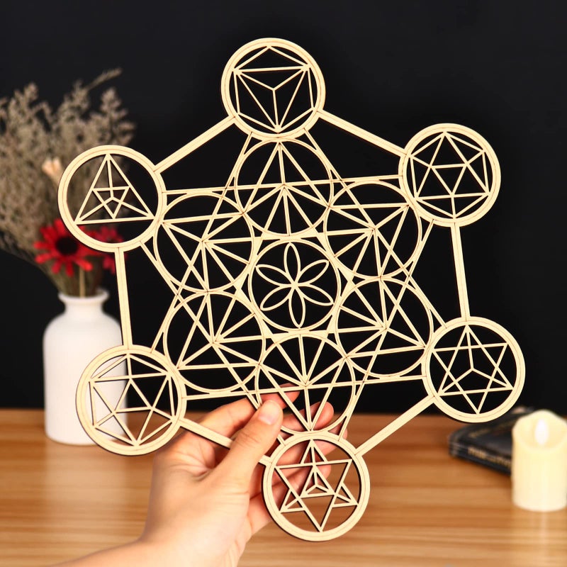 Bnesi 11.8" Metatron's Cube Wall Decor Sacred Geometry Wall Art,Crystal Grid Sacred Geometry Meditation Wall Art Decor (Metatron's Cube) - Image 5
