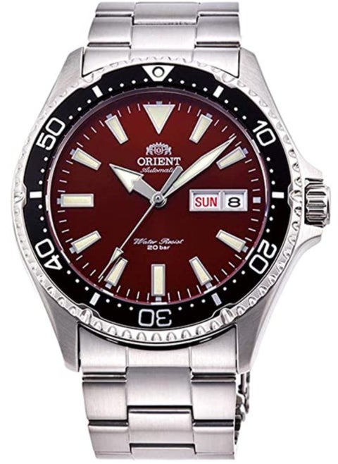 Kamasu/Mako III Analog Automatic Sports Watch for Men, 41.8 mm Case Size, Silver/Red RA-AA0003R19B