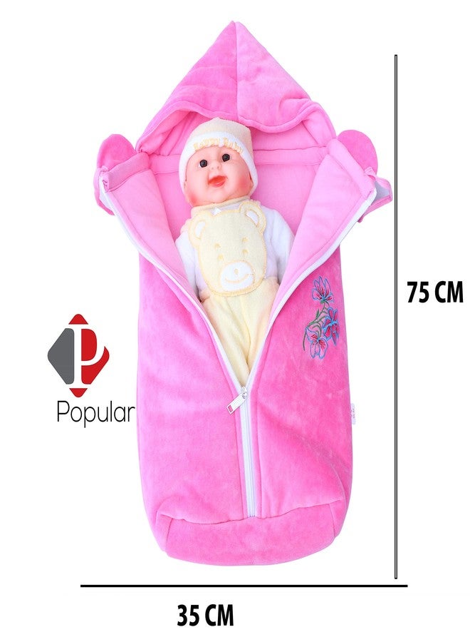 Popular Baby's Sleeping and Carry Bag Wash Cloth for New Born 100% Cotton/Reusable Extra Soft/New Born Baby Bedding (Pink) - Image 2