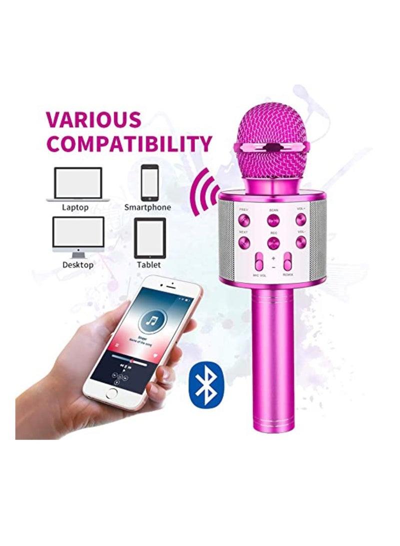 DIGI CORE Kids Microphone Wireless Bluetooth Karaoke Microphone Portable Handheld Karaoke Mic Speaker Machine For Home Party Birthday For All Smartphones Karaoke Machine Toys For Boys & Girls WS-858 Pink - Image 4