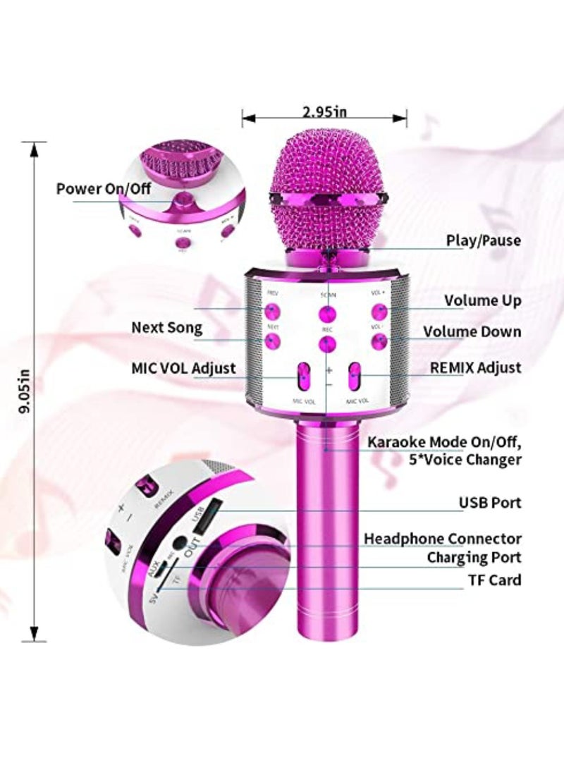 DIGI CORE Kids Microphone Wireless Bluetooth Karaoke Microphone Portable Handheld Karaoke Mic Speaker Machine For Home Party Birthday For All Smartphones Karaoke Machine Toys For Boys & Girls WS-858 Pink - Image 3