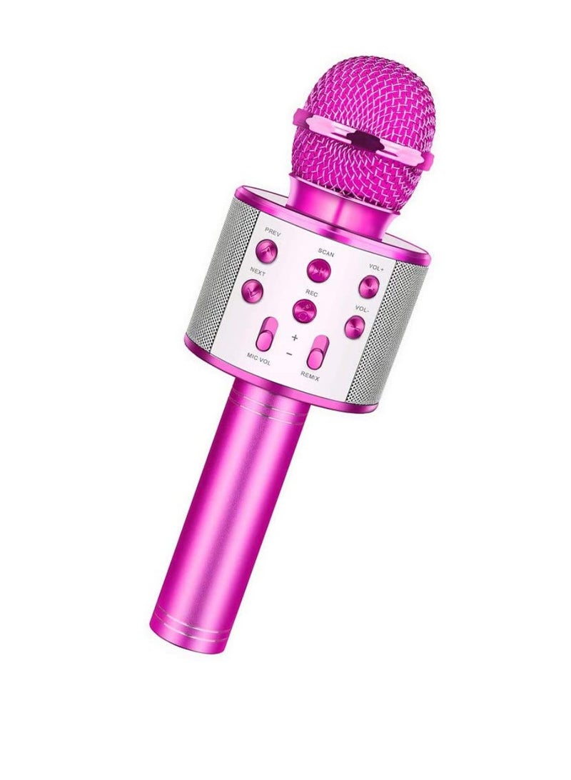 DIGI CORE Kids Microphone Wireless Bluetooth Karaoke Microphone Portable Handheld Karaoke Mic Speaker Machine For Home Party Birthday For All Smartphones Karaoke Machine Toys For Boys & Girls WS-858 Pink - Image 2