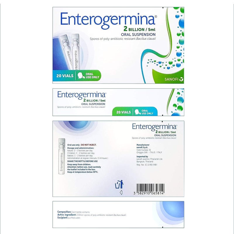 Enterogermina ProbioticÂ Oral Suspension 2 Billion/5ml Vials 20's - Image 3