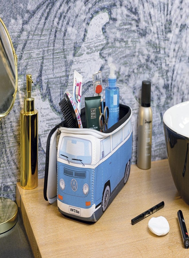 BRISA VW Collection Volkswagen Neoprene Universal Makeup Cosmetics Toiletry Travel Pharmacy Bag in T2 Bus Design (Large) (Blue) - Image 4