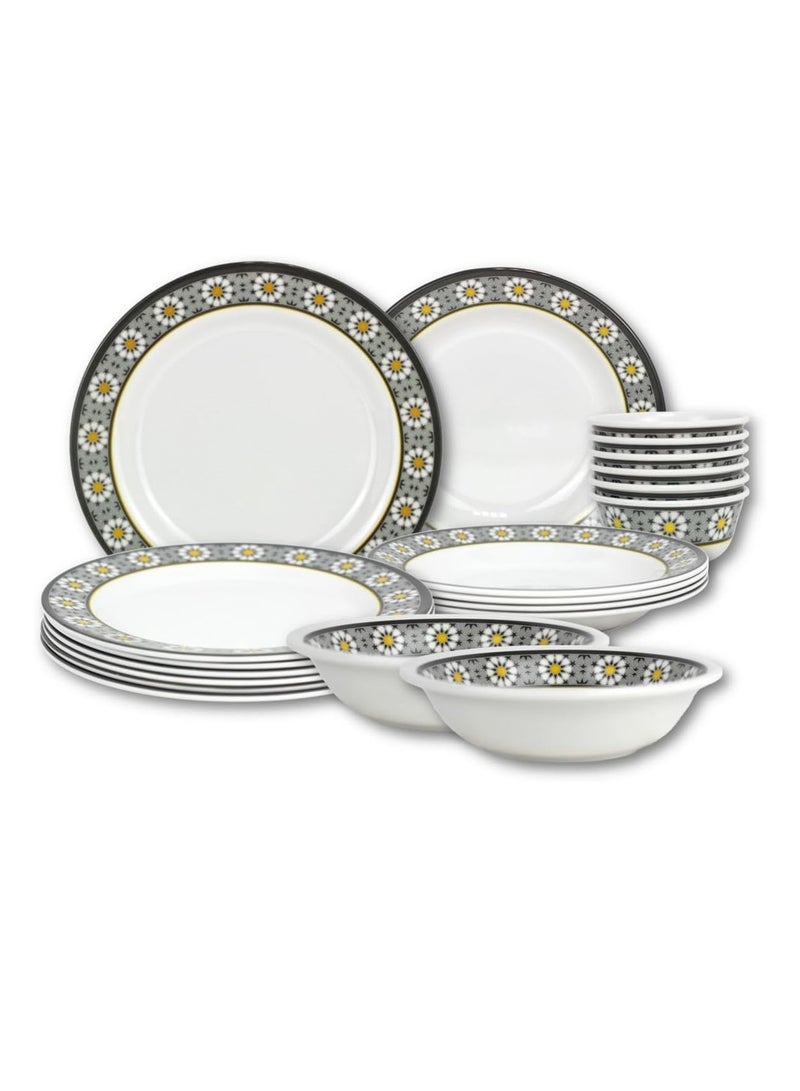 Melrich 20 Pcs Melamine Dinner Set Dinner and Soup plates Salad and Rice Bowls Dishwasher and Freezer safe Durable and Strong - Image 1