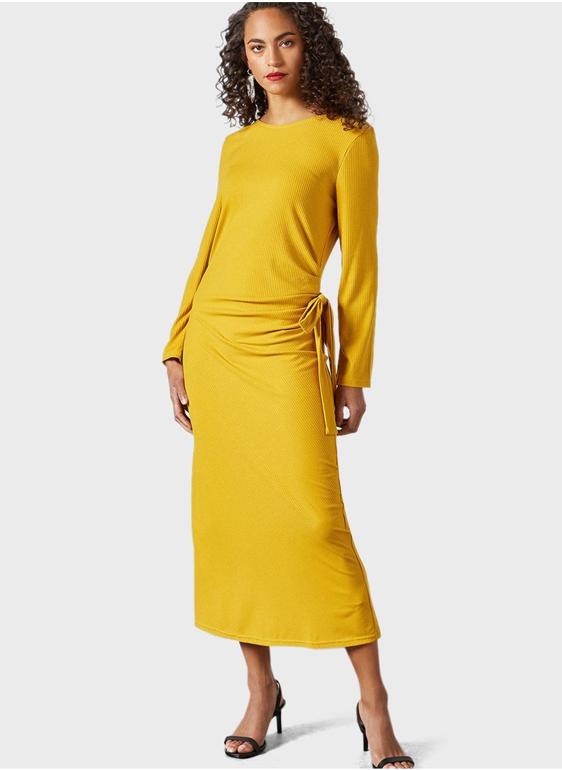 SIVVI for HANIYA - Ribbed Knitted Tie Detail Dress - Image 1