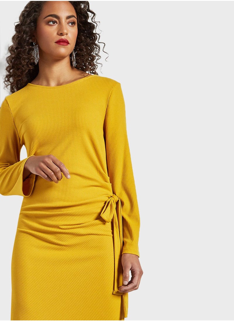 SIVVI for HANIYA - Ribbed Knitted Tie Detail Dress - Image 1