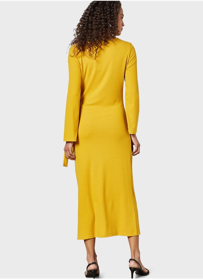 SIVVI for HANIYA - Ribbed Knitted Tie Detail Dress - Image 1
