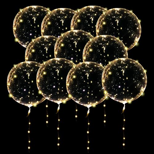 ComboJoy 20 Pack Led Balloons Light Up with Warm White Lights 20 Pcs Transparent Balloons and 20 Pcs Led Lights Perfect Supply for Wedding Birthday Party Glow Stick Party - Image 1