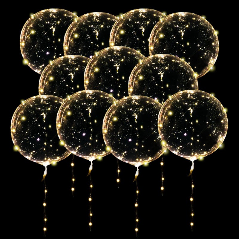 ComboJoy 20 Pack Led Balloons Light Up with Warm White Lights 20 Pcs Transparent Balloons and 20 Pcs Led Lights Perfect Supply for Wedding Birthday Party Glow Stick Party - Image 2