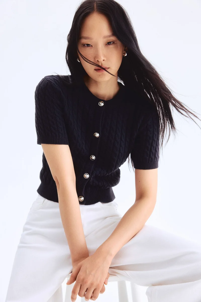 اتش اند ام كارديغان محبوك بنمط حبال