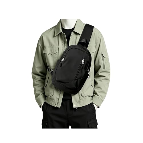 SEAFEW Small Black Sling Crossbody Bag for Men Women Tactical Backpack Shoulder Daypack Mini AntiTheft Motorcycle Chest Bags Small One Strap Backpack for Casual Travel Hiking Outdoor Sports - Image 1