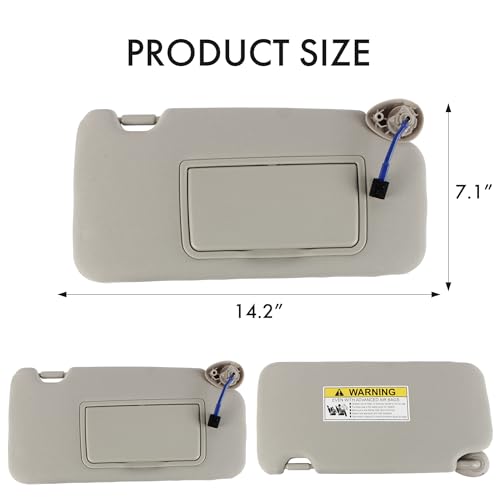 PEVAST PEVEST Sun Visor with Lights&Mirror LH Driver Side-Platinum Gray Interior for Honda HR-V EX-L/EX/LX/Sport 2016-2022 | Replaces OE:83230-T7W-A12ZA, 83280-T7W-A11ZA (Honda HRV 16-22 Platinum Gray Left) - Image 3
