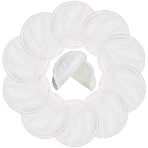 PINOWU Reusable Nursing Pads (10 Pack) for Breastfeeding Moms - 4.7 inch Washable Breastfeeding Nipple Pad for Maternity with Laundry Bag - Image 1