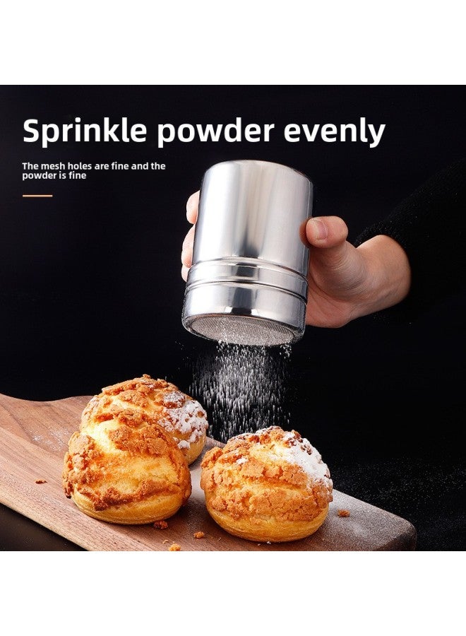 304 Stainless Steel Flour Sieve Sieve Sieve Sieve Baking Household Sprinking Tank Sieve Powder Sieve Filter Screen Sugar Powder Sieve-Specifications:Punched Screw Cap Small Powder Can (with Moisture-proof Lid) - Image 3
