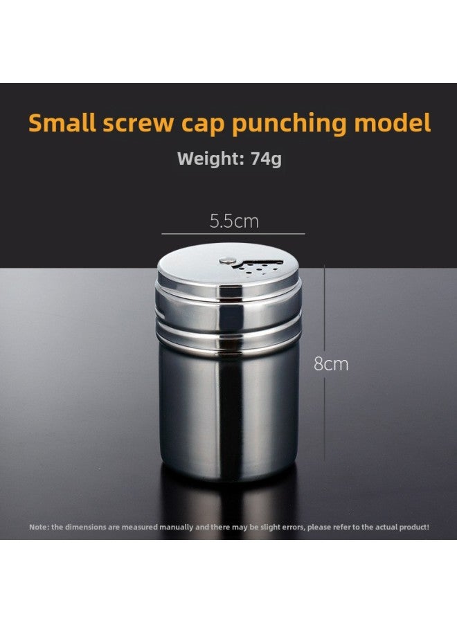 304 Stainless Steel Flour Sieve Sieve Sieve Sieve Baking Household Sprinking Tank Sieve Powder Sieve Filter Screen Sugar Powder Sieve-Specifications:Punched Screw Cap Small Powder Can (with Moisture-proof Lid) - Image 1