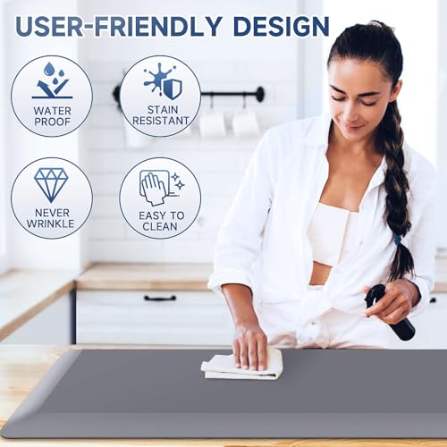 StepRite 4/5 Inch Thick Kitchen Mat Anti Fatigue Mat Kitchen Rugs Kitchen Decor Non-Slip, Stain & Water Resistant, Kitchen Mats Desk Mat for Kitchen, Office, Workshop, Grey, 17'' x 47'' - Image 5
