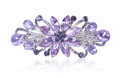 Sankuwen Flower Luxury Jewelry Design Hairpin Rhinestone Hair Barrette ClipAlso Perfect Mothers Day Gifts for Mom Purple