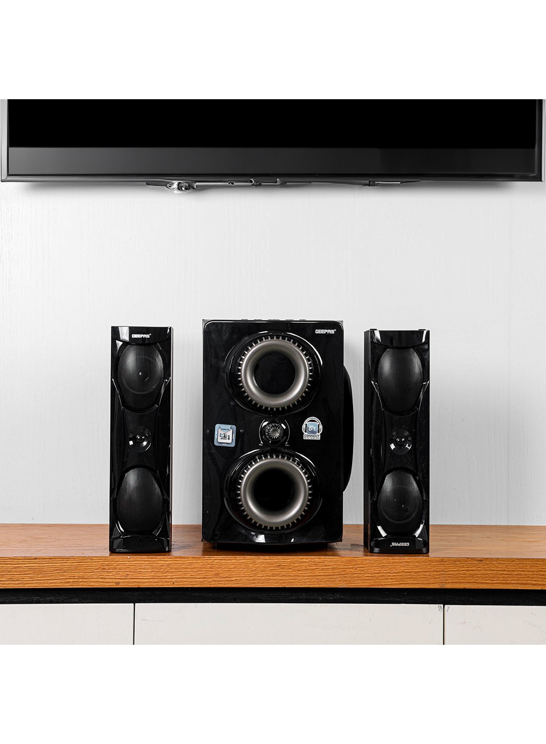 2.1 Multimedia Speaker- PMPO, 8" Woofer|USB, Bluetooth & Multiple Device Inputs Pc, Ps4, Xbox, Smartphone, Tablet, Music Player GMS8507 Black