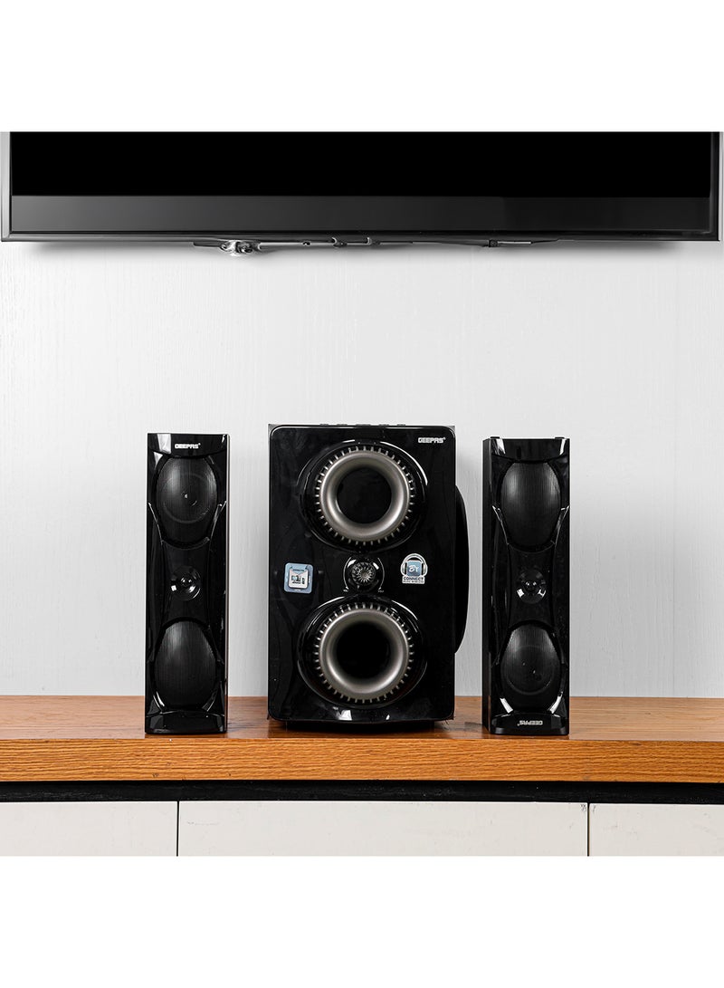 GEEPAS 2.1 Multimedia Speaker- PMPO, 8" Woofer|USB, Bluetooth & Multiple Device Inputs Pc, Ps4, Xbox, Smartphone, Tablet, Music Player GMS8507 Black - Image 1
