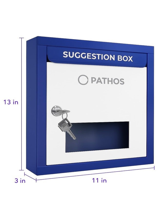 Pathos India Heavy Metal Suggestion Box/Mail Box/Compaint Box/Donation Box/Wall Mountable with Two Key Lock Or Table Surface Box (Blue & White) - Image 2