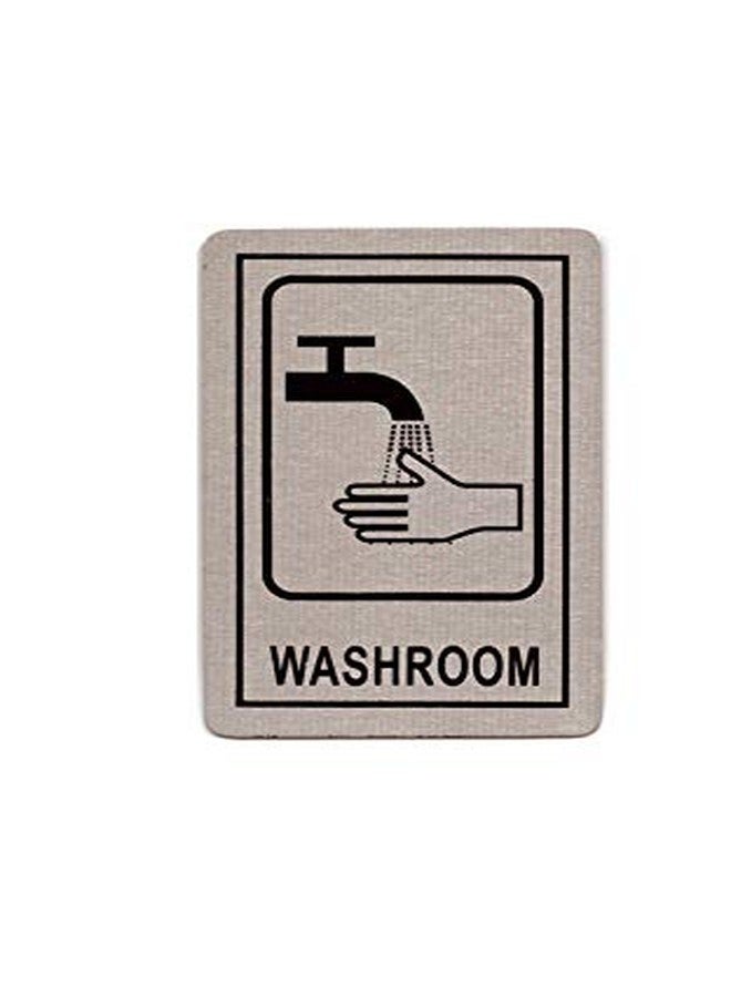 THW® Stainless Steel Self Adhesive WASHROOM Signage Board (6"x4") - Image 1