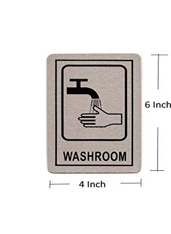 THW® Stainless Steel Self Adhesive WASHROOM Signage Board (6"x4") - Image 2