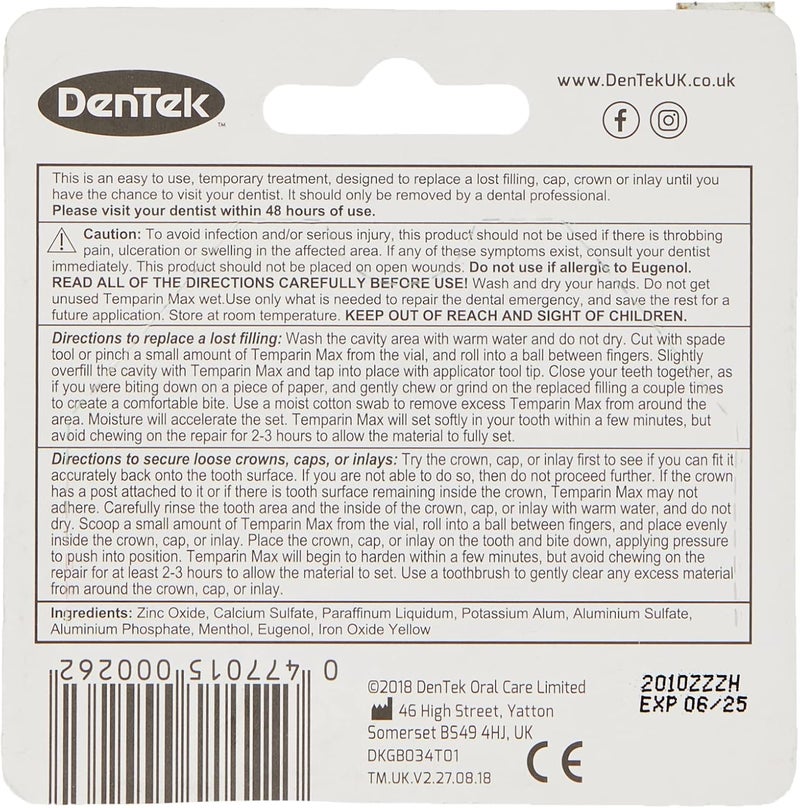 DenTek Temparin Max Home Temporary Dental Repair Kit for Reparing Lost Fillings or Securing Loose Caps Crowns or Inlays 12 Repairs - Image 4