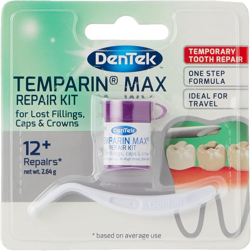 DenTek Temparin Max Home Temporary Dental Repair Kit for Reparing Lost Fillings or Securing Loose Caps Crowns or Inlays 12 Repairs - Image 1