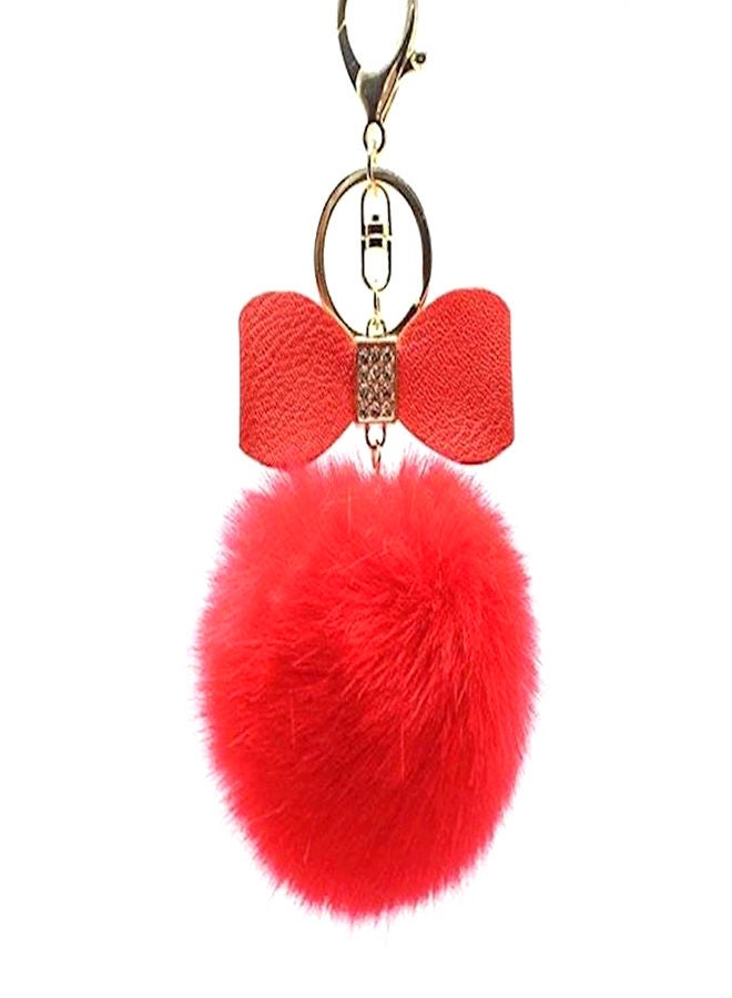NIBEMINENT Cute Bowknot Fur Ball Key Chain