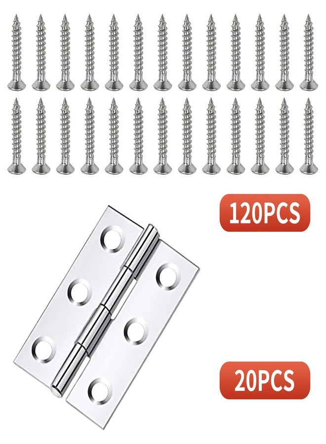 QANQIUPLE 20Pcs 2 Inch Stainless Steel Folding Hings for Wooden Box Small Crafts or Lightweight Projects assigned 120 Screws (2 inch) - Image 4