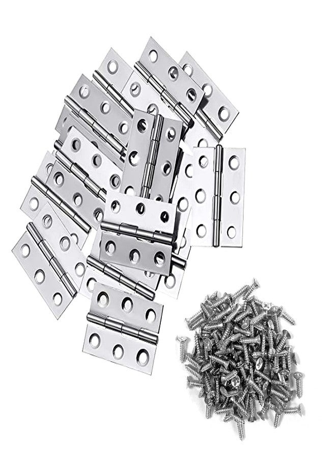 QANQIUPLE 20Pcs 2 Inch Stainless Steel Folding Hings for Wooden Box Small Crafts or Lightweight Projects assigned 120 Screws (2 inch) - Image 1