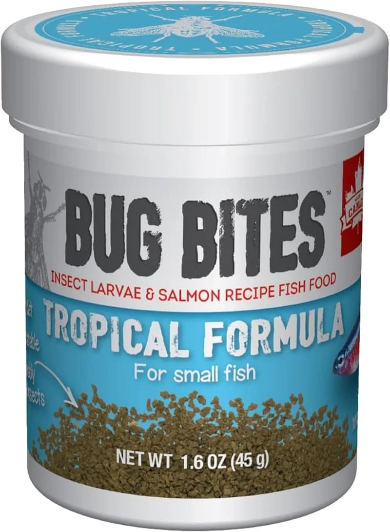 Bug Bites Tropical Fish Food, Small Granules for Small to Medium Sized Fish, 1.6 oz., A6577 - Image 1