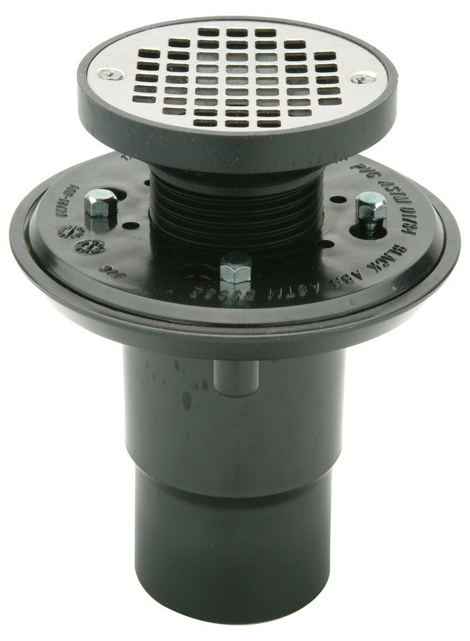 Zurn FD2254-AB2 ABS Adjustable Shower Drain with 4" Round Stainless Steel Strainer, 2" - Image 1