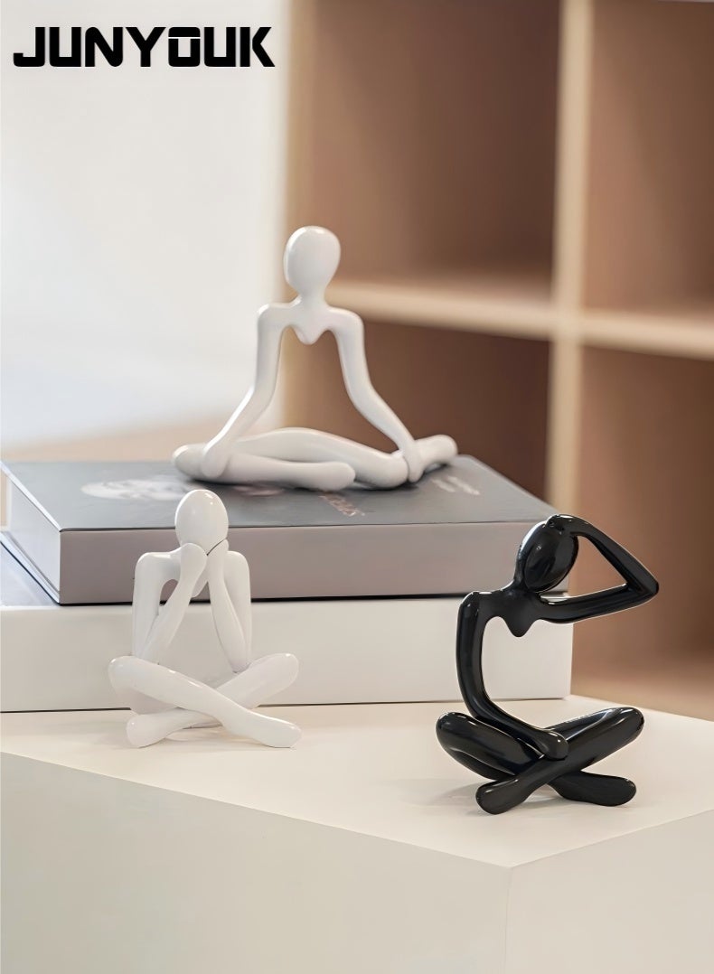 جونيوك 3 قطع الحديثة ديكور المنزل الحرف الفيلسوف، الراتنج الزينة مجردة، أرفف الكتب، غرف المعيشة، مكاتب المكاتب، أرفف الكتب، طاولات القهوة، الحلي الفنية - Image 1