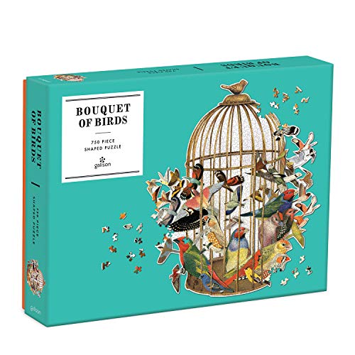 Galison Bouquet of Birds Shaped Puzzle 750 Pieces 215 x 233 Jigsaw Puzzle Featuring a Stunning DieCut Design from Artist Ben Gilles Thick Sturdy Pieces Challenging Family FunMulticolor - Image 1
