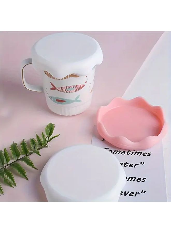 Pink Small Silicone Cup Lid Snowflake Design Food Grade Non Slip Dustproof Heat Insulation - Image 1