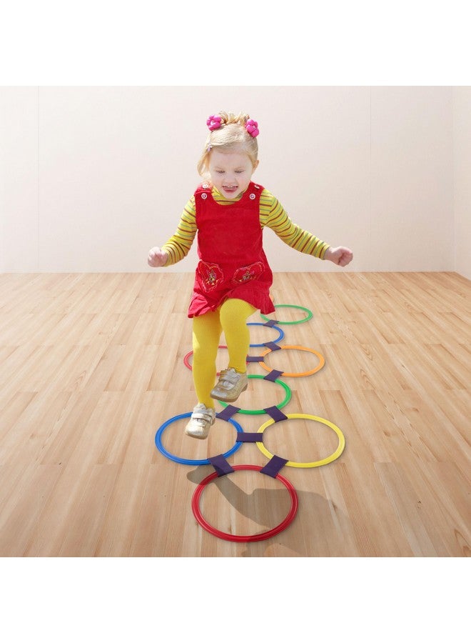 Hey! Play! Hopscotch Ring Game-10 Multi-Colored Plastic Rings and 15 Connectors for Indoor or Outdoor Use-Fun Creative Play Set for Girls and Boys - Image 4