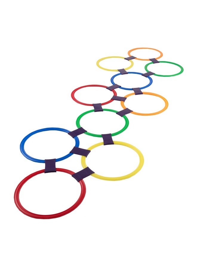 Hey! Play! Hopscotch Ring Game-10 Multi-Colored Plastic Rings and 15 Connectors for Indoor or Outdoor Use-Fun Creative Play Set for Girls and Boys - Image 1