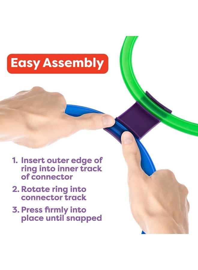 Hey! Play! Hopscotch Ring Game-10 Multi-Colored Plastic Rings and 15 Connectors for Indoor or Outdoor Use-Fun Creative Play Set for Girls and Boys - Image 3