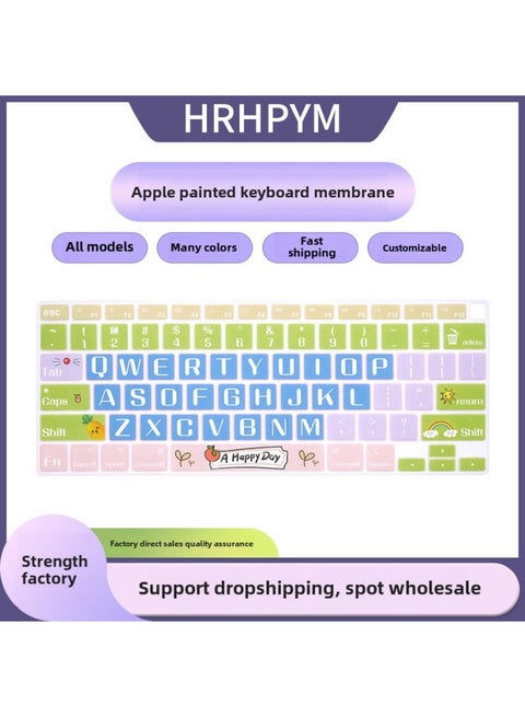 Suitable For Macbook Apple Notebook Keyboard Film 13air Color Painted Pro Protective Film 15 Inch Dustproof Paste-Color:CH-201 (Xiaomeng Cat Claw)-Dimensions:US 16/20 13pro (A2141/A2289/A2338)