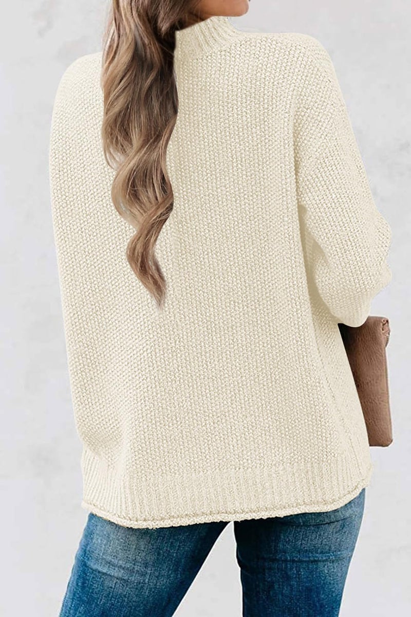 MEROKEETY Women's Long Sleeve Turtleneck Cozy Knit Sweater Casual Loose Pullover Jumper Tops, Apricot, X-Large - Image 3